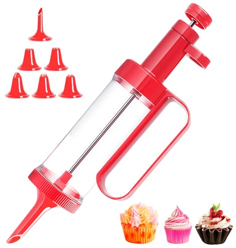 Cupcake Icing Piping Kit, Icing Syringe Baking Supplies Frosting Tools with 6 Piping Tips for Cake Cookies Decoration, Cake Decorating Tool for Gift Baking Lover