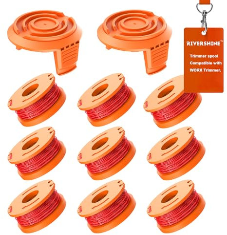 Rivershine WA0010 WA0004.1 Ersatz Rasentrimmer Spule kompatibel Mit Worx Alle 20V Rasentrimmer, 1.65mm Durchmesser und 3m LäNge Ersatz Rasentrimmer Fadenspule, kompatibel Mit Worx Rasentrimmer (9+2)
