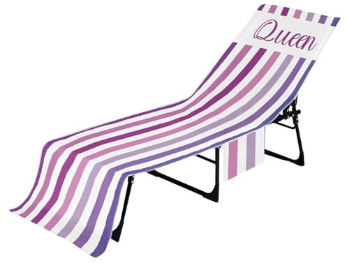 Fundas para sillas de playa con bolsillos, toalla de piscina a rayas, toalla de descanso y de secado rápido con bolsillos laterales, funda de silla de sol a rayas para viajes
