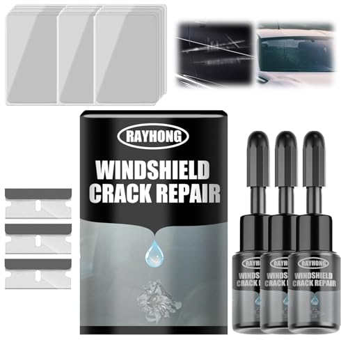 3 Stück Glas Reparatur Set, Glasreparaturflüssigkeit Windschutzscheibe Reparaturset Steinschlag Reparaturset Windschutzscheibe Glas Reparatur Flüssigkeit Geeignet für Autoglasrisse