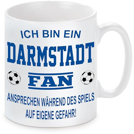 Fussball Tasse | Ich bin ein Darmstadt Fan - Ansprechen während des Spiels auf eigene Gefahr | Keramiktasse für Fußballfans | Spülmaschinenfest | hochwertiger Druck