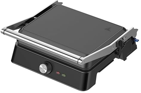 Westinghouse Retro Kontaktgrill mit 180°-Öffnung, Sandwichmaker mit Cool-Touch Griff & Höhenverstellung, Antihaftbeschichteter Panini Grill, Fettfreies Grillen von Sandwich, Toast, Steak, Schwarz