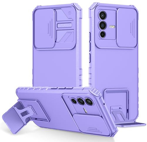 Handyhülle für vivo V23 5G Hülle Kompatibel mit vivo V23 5G Handyhülle case [PC backptare+TPU Soft Shell+Ring Stand] yLTW-jD Purple