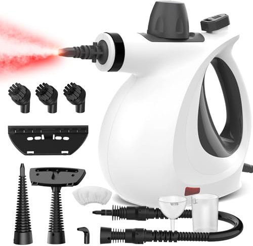 Pulitore a Vapore Portatile, 3,2 bar 1050 W 11 Accessori Steam Cleaner, Pulitore Vapore Casa per Divani da per uso Domestico, per Tappeti, Fessure Delle Piastrelle, Giocattoli e Sedili Dell'auto