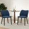 COLAMY Gepolsterte Esszimmerstühle 2er Set, Moderne Küchenstühle mit gepolsterter Sitzfläche und Holzbeinen für Restaurant/Café, Blau