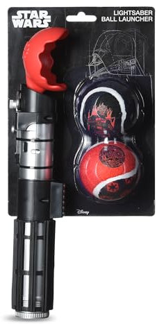 Star Wars for Pets Lichtschwert Ballwerfer für Hunde - Darth Vader Themed einziehbarer Hundeballwerfer mit Tennisbällen, startet bis zu 45 m
