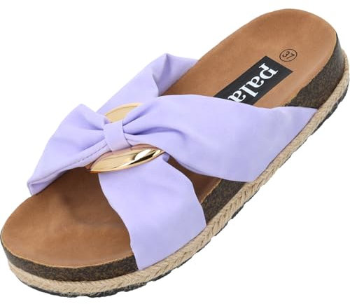Palado Pantoletten Damen Bandi - elegante Sandalen - bequeme Hausschuhe - modische Sommerschuhe Flieder UK6 - EU39