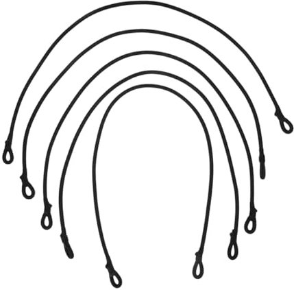 SOPOTUTU 5 Stück Trampolinseil Trampolin zubehör gummiseil Bungee-Seil für Trampolin Bungee-Kordel Elastisches Seil Kajak Paddelleinen Paddelleine Kajakfahren Schlaufenband Nylon Black