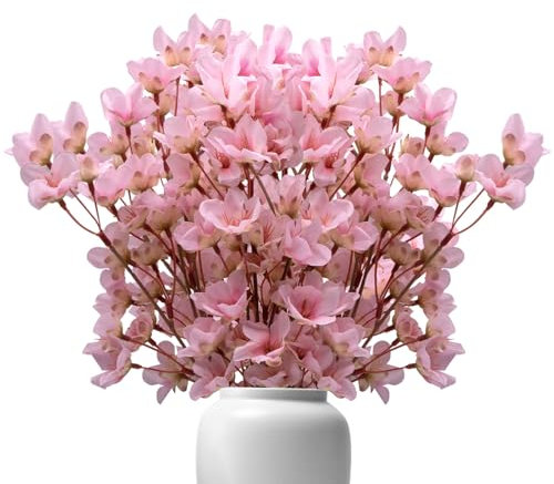 pangutheos Cerezo Artificial, 4 Piezas Flores Artificiales Decoracion Rosa Ramo de Flores, Natural y Realista Cerezo Arreglos Florales para Fiesta Boda Decoración del Hogar