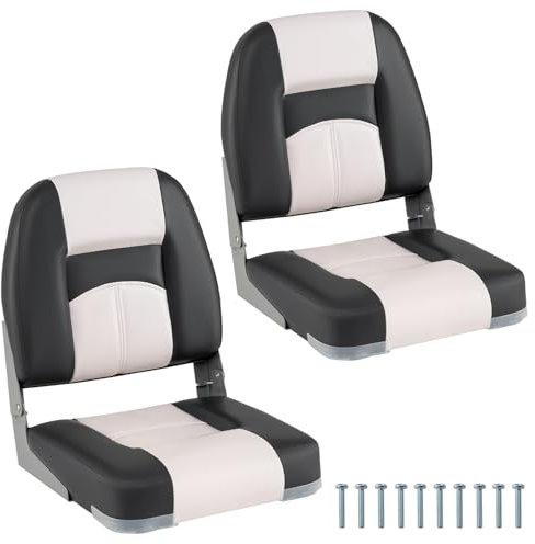 GYMAX 2er-Set Bootsstühle mit Niedriglehne, klappbare Bootssitze mit Schaumstoffpolsterung, Kapitänsstuhl mit gepolstertem Sitz & Rücken für Segelboote, Angelboote, Yachten