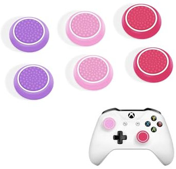 Crazy Diy Thumbstick Grip Caps per Xbox PS4 PS5 Switch Pro Switch 2 Controller - 6PCS Silicone Thumb Stick Cover Dots Con Design Borchiato Joystick Cap - Rosa+Viola