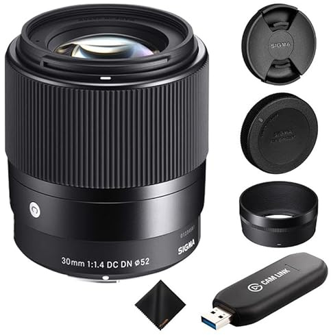 Sigma 30mm F1.4 Contemporary DC DN Lens for Sony E-Mount APS-C Mirrorless Camera - Professional Wide-Angle Prime Lens with Elgato Cam Link 4K HDMI Capture Device for Streaming & Recording, Bundle Kit