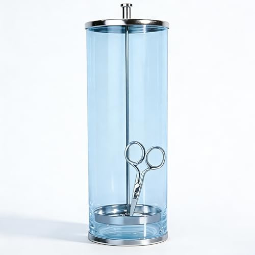 YUMILI 9 Zoll Desinfektionsglasbehälter (23cm), Edelstahl+Transparent Glas Sterilisation Behälter, Abtropfkorb-Design für Maniküre-Werkzeuge & Salon Hygieneverwaltung
