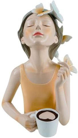formano Deko Büste Dame modern Dekofigur Frauenbüste Polyresin Handbemalt 26 cm Stilvolle Wohnaccessoires mit Schmetterlingen Elegante Tisch- & Regaldekoration