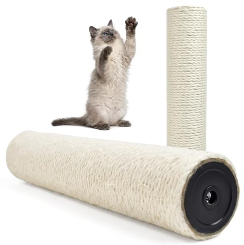 HINATDD Tronc de Remplacement pour Arbre à Chat en Sisal, 2Pack | Poteau de Rechange Arbre a Chat 34 cm, Tronc de Rechange Griffoir Chat Compatible M8, avec Vis et Clé
