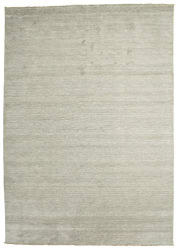 RugVista, Handloom Fringes, Teppich, Mittelflor, 250 x 350 cm, Rechteckiger, Wolle, Flur, Schlafzimmer, Küche, Wohnzimmer, Grau/Hellgrün, Grau