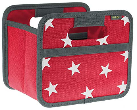 meori Faltbox Mini in Rot mit Sternen – Kleine Klappbox mit Griffen – Geschenkidee und Allzweck Aufbewahrungslösung - A100306 - 16,5 x 12,5 x 14 cm