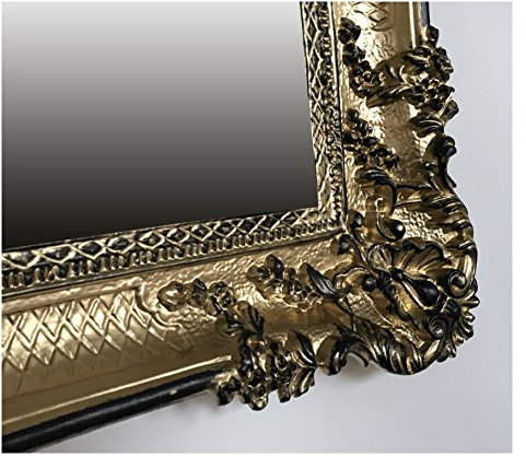 Lnxp Wandspiegel Barockspiegel Rechteckig in Gold Schwarz Dualcolor Barock Wanddeko Dekoration Antik Spiegel mit Rahmen 96x57cm 75SP