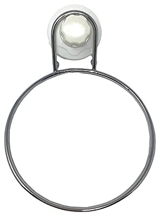 Vetrineinrete® Porta asciugamani ad anello da parete con ventosa appendi asciugamano in acciaio a muro fissaggio senza fori arredo bagno 58906 G14