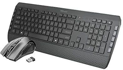 Trust Tecla-2 - Teclado y ratón inalámbricos, silencioso, QWERTY español, Negro