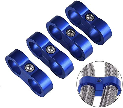 SYKRSS 10AN Hose Separator Clamp Fuel line Mounting Clamps Aluminum Hose Fitting Adapter for 5/8 Fuel Hose, Oil Line, Brake Line, Water Pipe and Gas Line 4Pcs Blue
