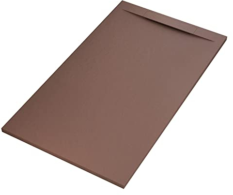 VINCENT Duschwanne aus braunem Marmorharz mit Betonsteineffekt - 70x100