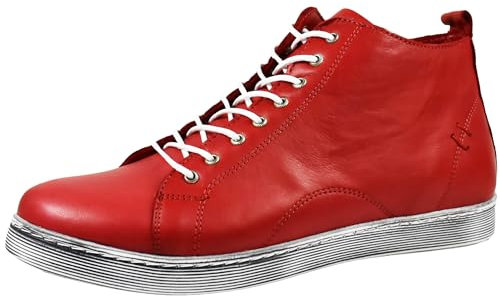 Andrea Conti Damen Stiefelette Leder Boot Reißverschluss lose Einlagen 0348734, Größe:37 EU, Farbe:Rot