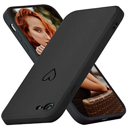 UEEBAI Coque Silicone avec iPhone SE 2022 5G/iPhone 7/iPhone 8/iPhone SE 2020, Antichoc Extrême Mat Toucher Doux Confortable Antirayures Dos Rigide Coque Guardian avec iPhone SE3/SE2 - Noir＃