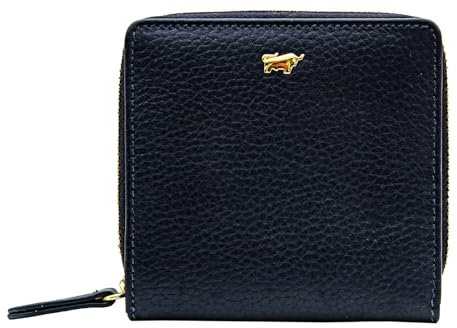 BRAUN BÜFFEL - Kleine ASTI Reißverschlussgeldbörse aus feingenarbtem Leder gefertigt und mit goldenen Metallakzenten - 6 Kartenfächer 5 Steckfächer - Edles Blau