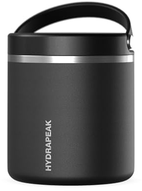 Hydrapeak 25oz Stainless Steel Vacuum Insulated Food Jar for Hot Food and Cold Food, Wide Mouth Leak-Proof Soup Jar for Adults, 10 Hours Hot and 16 Hours Cold (Black)