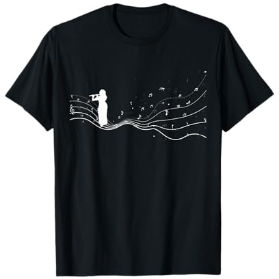 Querflöte Frau in Musiknoten für Dame Querflöte Spielerin T-Shirt