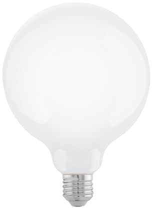 Eglo LED E27 dimmerabile, lampadina a globo, 7,5 Watt (equivalente a 60 Watt), 806 Lumen, illuminante bianco caldo, 2700k, lampada bianco opale, G125, Ø 12,5 cm