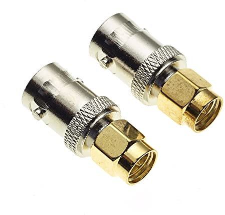 BNC zu SMA Adapter 50ohm für RF Antennen und Koaxialkabel, 2 Stück- Geringer Übertragungsverlust SMA Stecker zu BNC Buchse Adapter für WiFi und Handfunkgeräte