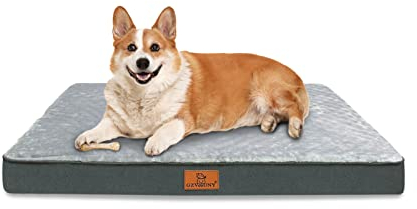 Gzvxuny Orthopädisches Hundebett Grosse Hunde, Wasserdichtem Hundekissen mit Abnehmbarem Waschbar Bezug und Eierförmiger Schaumfüllung, Atmungsaktivem Hundematte Hundematratze, Grau M(76x50x8cm)