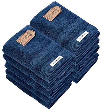 PandaHome Handtuch Set aus Baumwolle - 10 Handtücher - 100% Baumwolle Towel, Schnelltrocknend Weich Saugstark 500 g/m² (Blau)