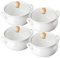 ALELION Lot de 4 petits bols à soupe à l'oignon français de 473,6 g avec double poignées et couvercles en verre, passent au four, pour ragoût, chili, fromage, tarte, blanc