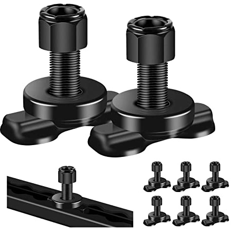 Onesnt L-Track Double Lug Threaded Stud Nut Fitting, 8 Count, Black, Steel, 2000 lb Capacity, Compatible with Motorcycle, ATV, Trailer, Truck