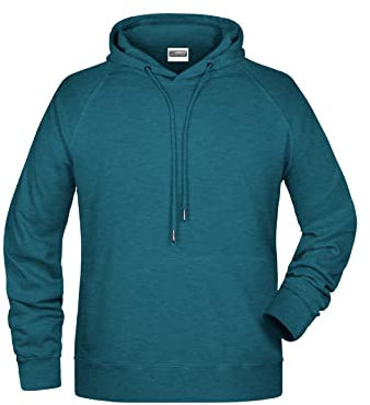 James & Nicholson Herren Kapuzensweat - Hochwertiger Kapuzensweat aus Bio-Baumwolle | Farbe: Petrol-Melange | Grösse: S