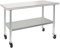 HARDURA Edelstahl Tisch mit Rädern 61×122cm Rollen Heavy Duty Commercial Food Vorbereitung Arbeitstische mit Unterregal und verzinkte Beine für Restaurant Küche Bar und Hotel Garage