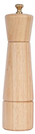 DeroTeno Moulin à Sel, Moulin à Sel avec Noyau de Broyage Céramique Réglable, Bois de Caoutchouc, Hauteur 22 cm, Fond DIA : 5,5 cm(le plateau n'est pas inclus)