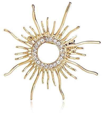 YAHOYA Kristall Goldene Sonne Geformte Broschen Für Frauen Femme Schal Clip Pins Cool Weeding Mantel Cardigan Feine Broche Rucksack Anhänger
