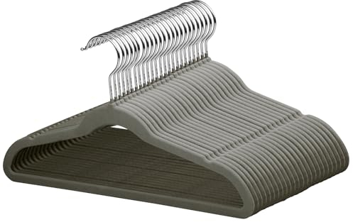 MangoKit 32 Pack Samt Kleiderbügel für Kinderkleidung mit 360° Drehbaren Haken, rutschfest und Platzsparend für Kleiderschränke, Kleiderbügel für Teenager-Kleidung, Röcke und Hosen (35CM, Grau)
