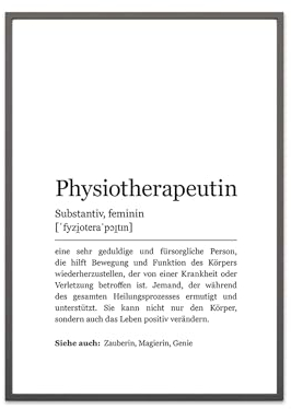 Ritterprintz Physiotherapeutin Bild Kunstdruck Wörterbuch Din A4 Wandbild Druck Poster Fine Art Deko Geschenkidee