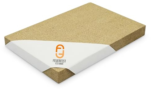 Feuerfest 123 - Vermiculite Platten feuerfest - Für Kamine & Öfen - Schamotte Ersatz Feuerraumplatten - 1.150 °C hitzebeständig - Feuerraumauskleidung - Brandschutzplatte Kaminofen [500x300x40 mm]