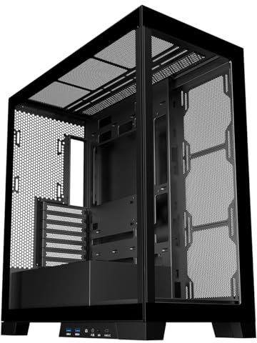 CiT Pro Diamond XR Black Mid-Tower PC Case - ATX Tower - Dual Four Millimetre Tempered Glass Gaming PC Open Frame with USB Type C