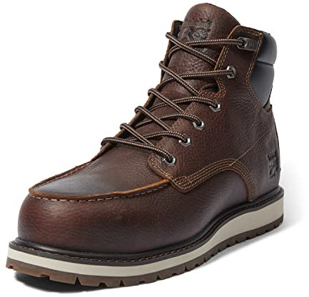Timberland PRO Irvine - Stivali da lavoro da uomo, con zeppa, 15,2 cm, in lega, con punta, Marrone-2024 Nuovo, 8 Wide