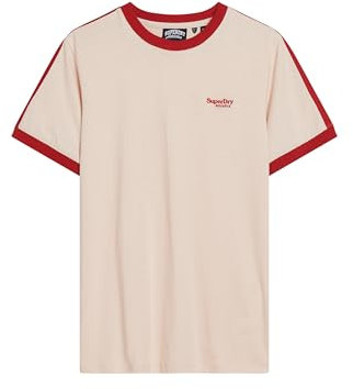 Superdry Herren Essential Retro T-Shirt mit Logo Hafer/Chillirot XXL
