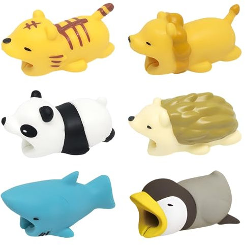 6 Pcs Charger Protector, Charger Cable Protector,Cable Protector Animals Bite, Charging Cable Saver Chewers, Phone Cable Buddies, Charger Data Cover Cable Sleeves for Phone iPad(COLOR:as shown)