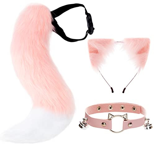 DRESHOW Renard Fausse Fourrure Queue Chat Oreilles Bandeau Halloween Pête Costume tour de Cou Cosplay Ensemble