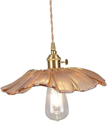 F Fityle Lampe Suspendue Moderne en Verre à Fleurs, éclairage élégant, décoratif pour café, Salon, Chambre à Coucher, Ambre